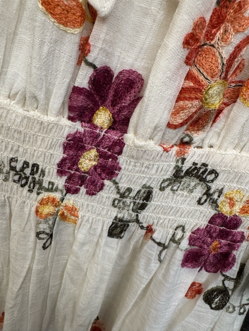 Anthropology Kindred White Floral Embroidered Peasant Maxi Dress - Picture 6 of 9